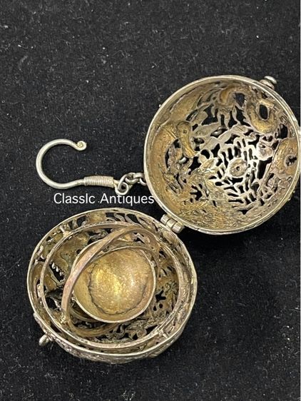 กระดิ่ง กำยาน หงส์มังกรคู่ กะไหล่เงิน  รูปที่ 9