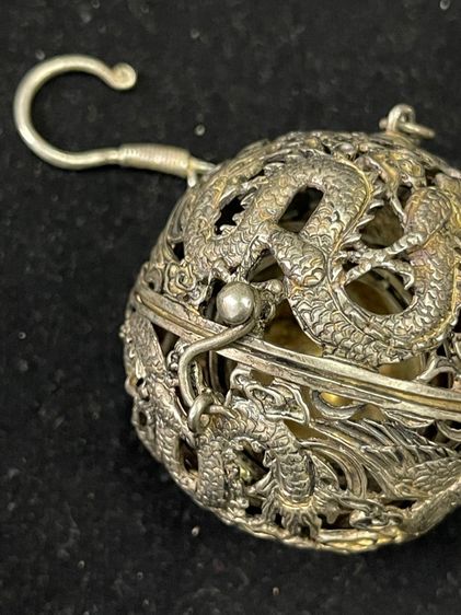 กระดิ่ง กำยาน หงส์มังกรคู่ กะไหล่เงิน  รูปที่ 8