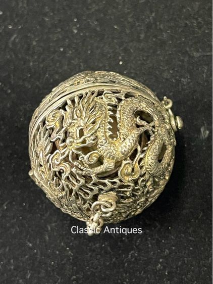 กระดิ่ง กำยาน หงส์มังกรคู่ กะไหล่เงิน  รูปที่ 7