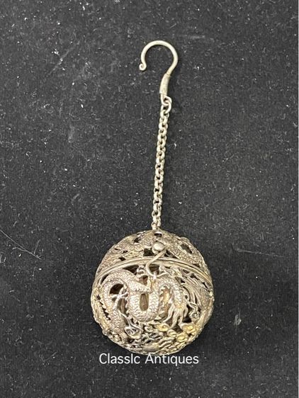 กระดิ่ง กำยาน หงส์มังกรคู่ กะไหล่เงิน  รูปที่ 3