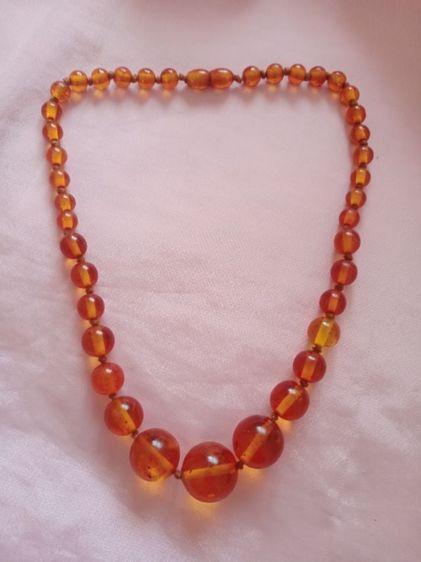 อัญมณี สร้อยคอและจี้ สร้อยคอ"อำพัน"แท้ สีน้ำตาลทองจากต่างประเทศสวย