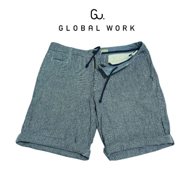 กางเกงผ้าขาสั้นลำรอง ผ้าฝ้ายลายสก๊อต แบรนด์ Gu GLOBAL WORK Size M รูปที่ 3