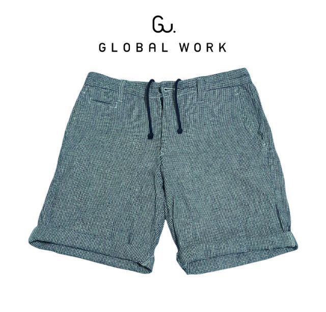 กางเกงผ้าขาสั้นลำรอง ผ้าฝ้ายลายสก๊อต แบรนด์ Gu GLOBAL WORK Size M รูปที่ 2