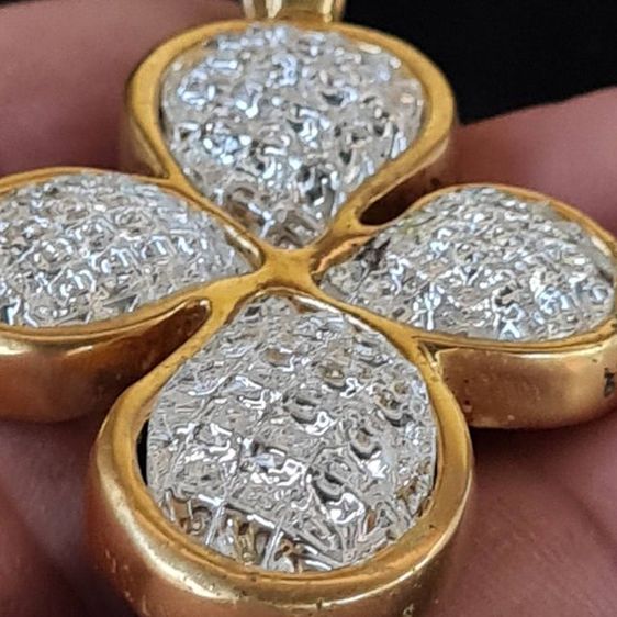 จี้มองวินเทจ รูปดอกได้ ฝังเพชร CZ จากอิตาลี สภาพสวยงามมาก รูปที่ 5