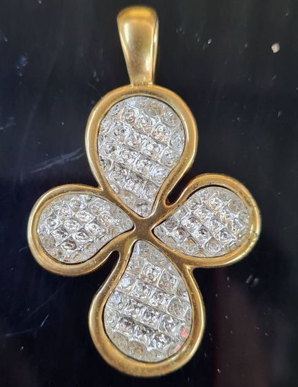 จี้มองวินเทจ รูปดอกได้ ฝังเพชร CZ จากอิตาลี สภาพสวยงามมาก รูปที่ 3