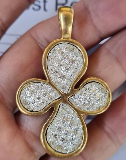 จี้มองวินเทจ รูปดอกได้ ฝังเพชร CZ จากอิตาลี สภาพสวยงามมาก