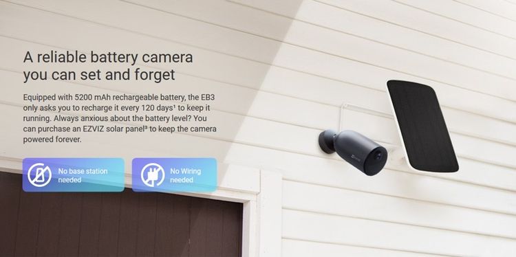 กล้องวงจรปิดภายนอก พร้อมแผงโซล่า Smart IP Camera 3.0MP EZVIZ EB3 Solar Panel รูปที่ 6