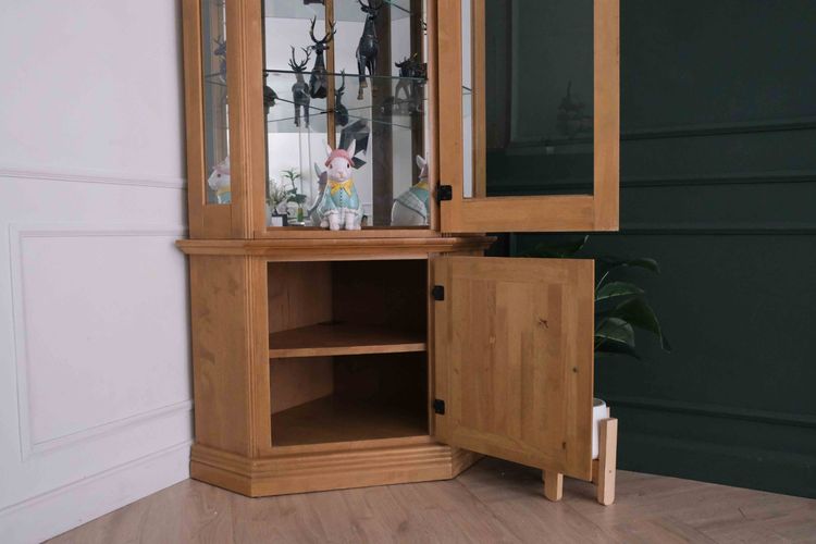 ตู้โชว์กระจก โครงไม้โอ๊คทรงสูง 5 เหลี่ยม รูปที่ 3