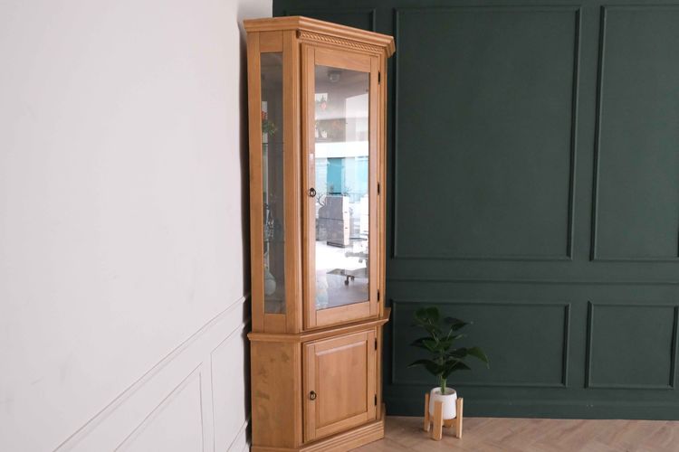 ตู้โชว์กระจก โครงไม้โอ๊คทรงสูง 5 เหลี่ยม รูปที่ 12