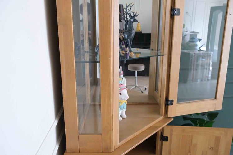 ตู้โชว์กระจก โครงไม้โอ๊คทรงสูง 5 เหลี่ยม รูปที่ 7