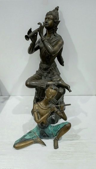 ขาย รูปหล่อทองเหลืองทรงพระอภัยมณี ขนาดสูง 29.5cm(11.6") ฐานหน้าตักกว้าง 27.0cm(10.6") เป็นของสะสมของเก่าโบราณสภาพขึ้นเงาสวยมาก ไม่มีตำหนิใดๆ รูปที่ 17