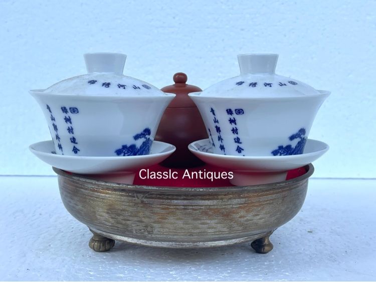 กี่ น้ำชาทองเหลือง เก่าโบราณสะสม รูปที่ 8