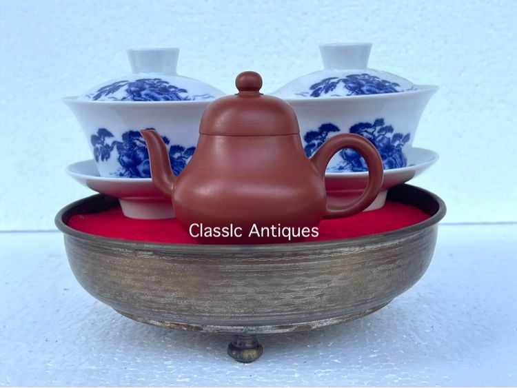 กี่ น้ำชาทองเหลือง เก่าโบราณสะสม