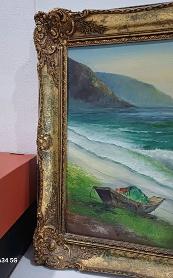 ภาพวาดสีน้ำมันของจริง ชื่อภาพ"ทะเล" วาดโดย"ธรรม" เป็นภาพวาดจริง ของแท้ ขนาดของภาพ(ไม่รวมกรอบ)สูง 44cm ยาว 59.3cm เป็นภาพเก่า ไม่มีตำหนิใดๆ รูปที่ 8