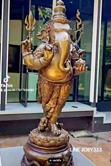 พระพิฆเนศ เนื้อบรอนซ์ สูง 108 เซ็นต์ ฐาน 33 เซ็นต์ ผลงาน รศ.ดร.สุวัฒน์ แสนขัติยรัตน์ ประกอบพิธี โดย ครูบาอริยชาติ วัดแสงแก้วโพธิญาณ รูปที่ 14