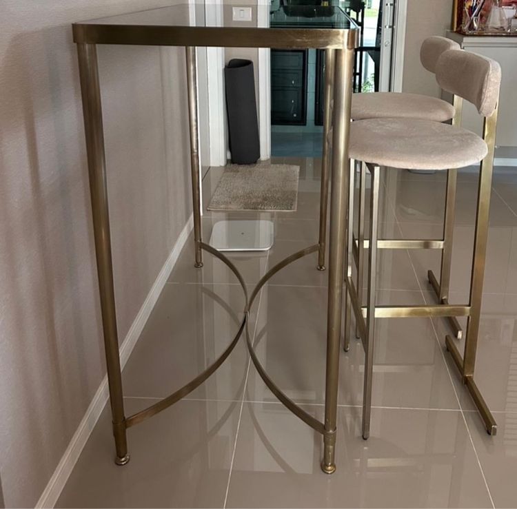 โต๊ะบาร์ท็อปกระจก Luxury พร้อมเก้าอี้บาร์ 2 ที่นั่ง สภาพใหม่สวย  รูปที่ 3