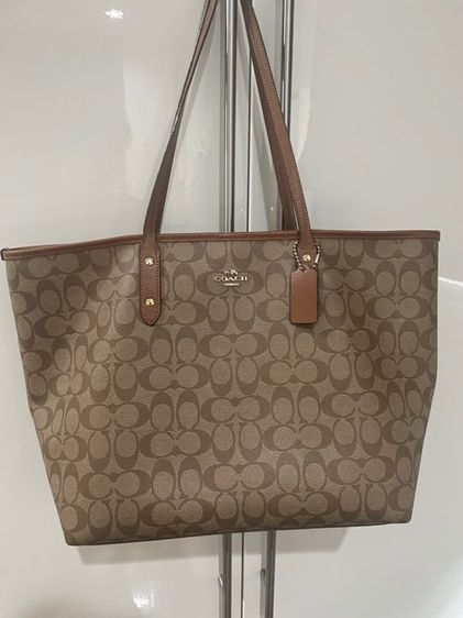 COACH แท้จากช็อป CITY TOTE ใบใหญ่ หนัง Canvas สีน้ำตาล