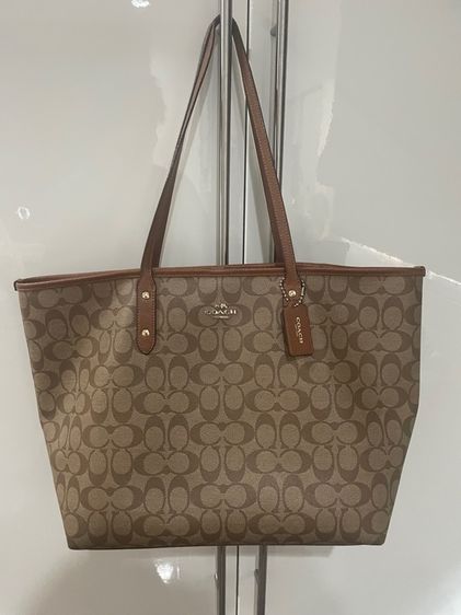 COACH แท้จากช็อป CITY TOTE ใบใหญ่ หนัง Canvas สีน้ำตาล รูปที่ 4