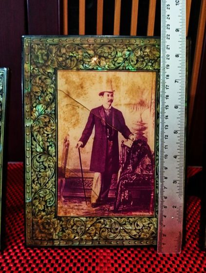 กรอบรูปรัชกาลที่ 5เปลือกหอยมุกขายเหมา 3 ชิ้นเก่าโบราณ รูปที่ 11