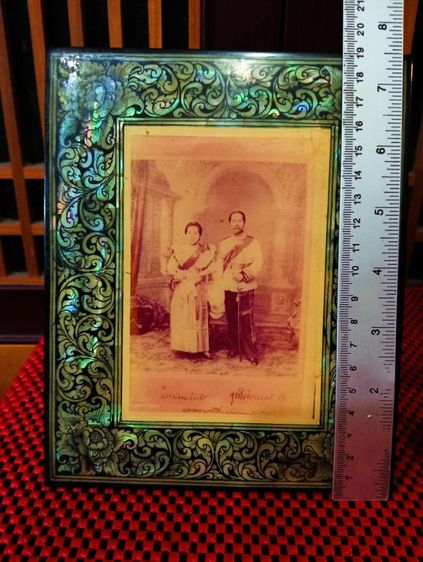 กรอบรูปรัชกาลที่ 5เปลือกหอยมุกขายเหมา 3 ชิ้นเก่าโบราณ รูปที่ 8