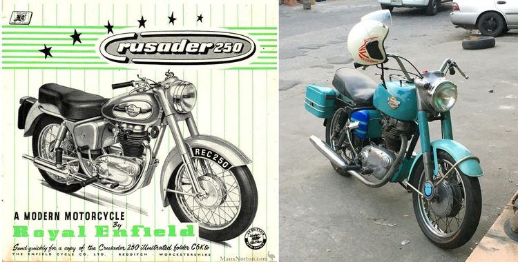 Classic 1957 มอเตอร์ไซค์คลาสสิก Royal Enfield 250 รุ่นเก่าของอังกฤษ