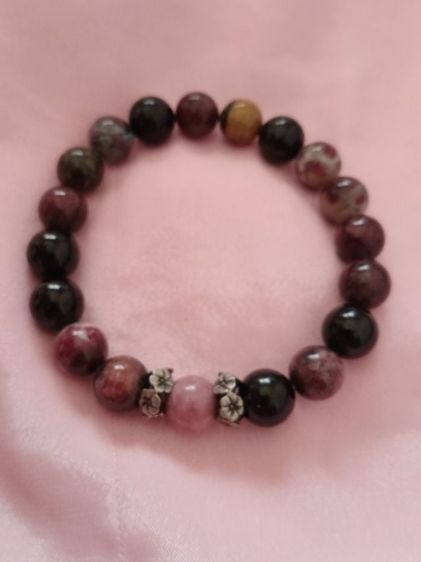 🌸ข้อมือทัวร์มาลีน คั่นเงินแท้ 🌸🌿