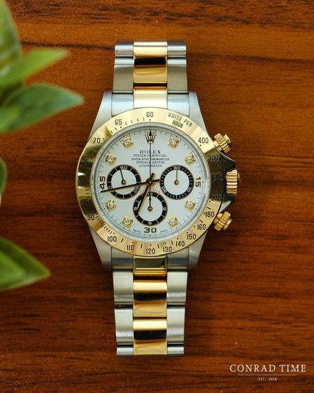 Rolex Daytona 16523 Yellow Gold White Diamond Dial Two-Tone Oyster 1999 40mm.