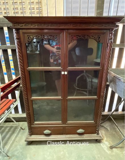 ตู้ ไทยหัวบัว เกลียวเชือกไม้สักโบราณ  รูปที่ 2