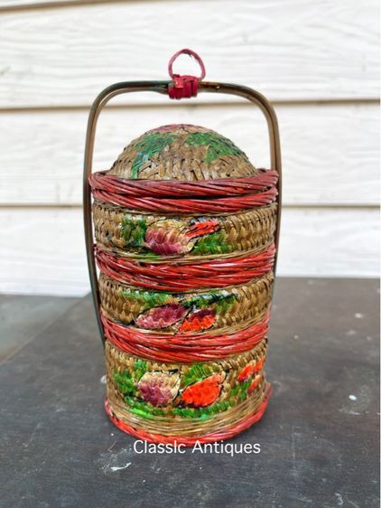 ตะกร้าจีนจิ๋ว สามชั้นโบราณA6 รูปที่ 5