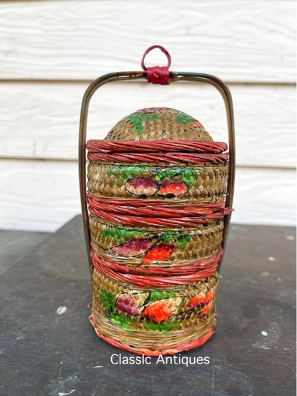 ตะกร้าจีนจิ๋ว สามชั้นโบราณA6