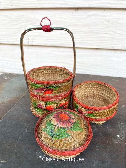 ตะกร้าจีนจิ๋ว สามชั้นโบราณA6 รูปที่ 3