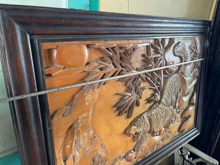 ภาพเสือ แกะสลักจากแผ่นไม้ เก่าสะสม รูปที่ 11