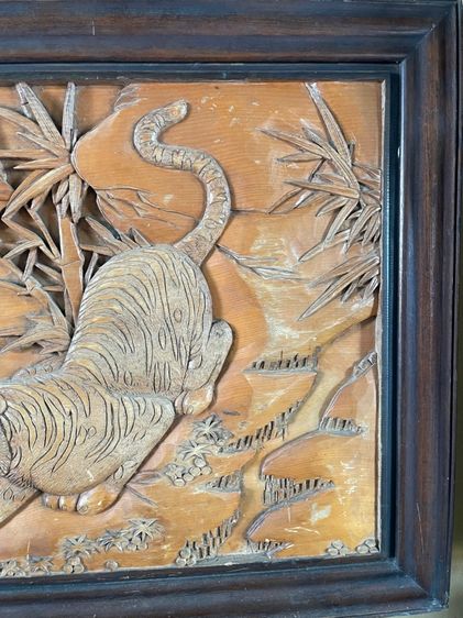 ภาพเสือ แกะสลักจากแผ่นไม้ เก่าสะสม รูปที่ 8