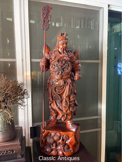 เทพเจ้ากวนอู  ไม้แกะสลักสะสม A12 รูปที่ 2