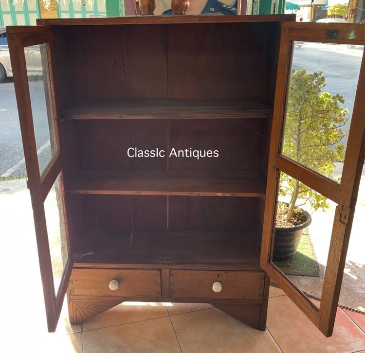 ตู้ ขาพัด ไม้สักโบราณ รูปที่ 2