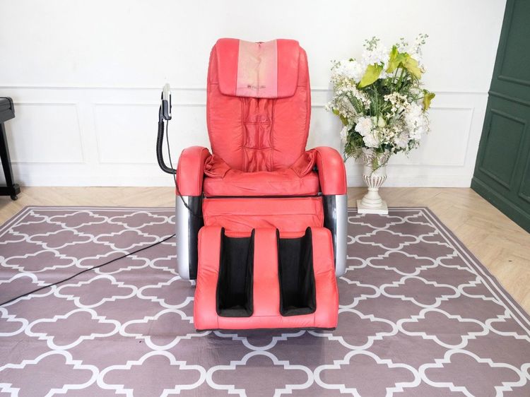 เก้าอี้นวด ปรับเอน ระบบไฟฟ้า เบาะหนัง สีแดง ยี่ห้อ Makoto