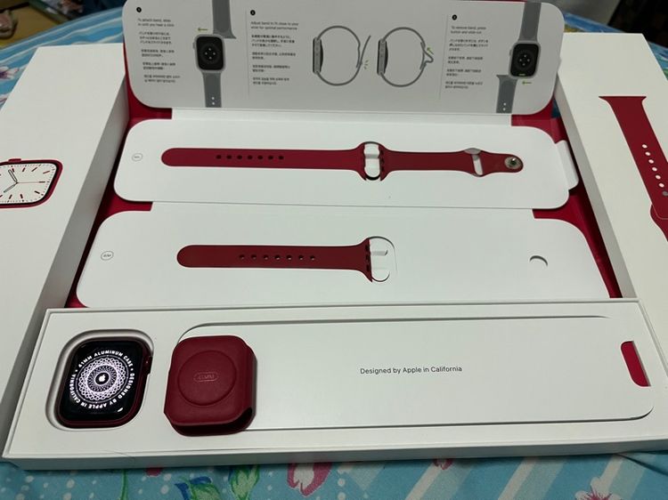 Apple Watch Series 7 41 mm Red Aluminum Case Red Sport Band GPS รูปที่ 2