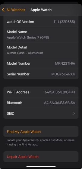 Apple Watch Series 7 41 mm Red Aluminum Case Red Sport Band GPS รูปที่ 13