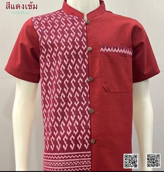 เสื้อเชิ้ตแขนสั้นลายขอแถบข้าง เสื้อพื้นเมืองใส่ทำงานผู้ชาย S-3xl รูปที่ 8