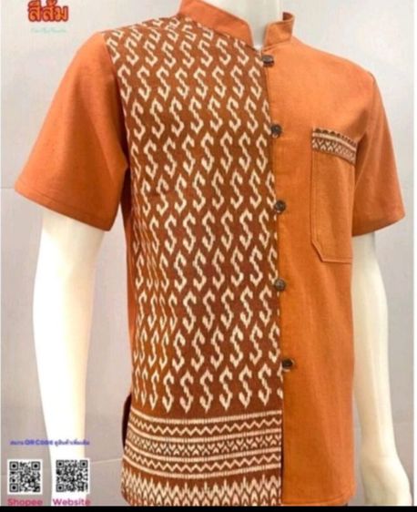 เสื้อเชิ้ตแขนสั้นลายขอแถบข้าง เสื้อพื้นเมืองใส่ทำงานผู้ชาย S-3xl รูปที่ 10