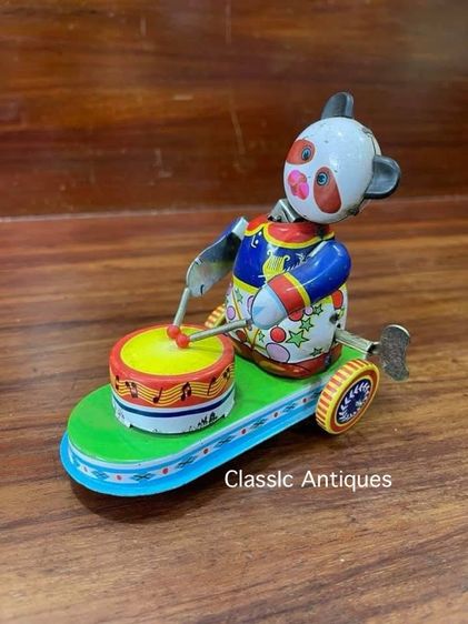 หมีตีกลอง ของเล่นสังกะสี สะสมA10