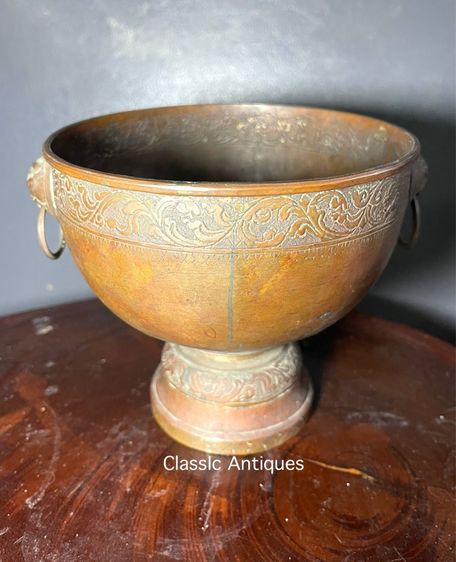 ขันสาคร หูสิงห์ ทองเหลือง โบราณ รูปที่ 2