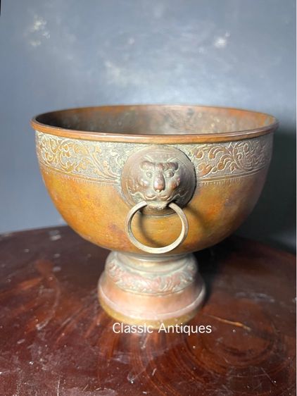 ขันสาคร หูสิงห์ ทองเหลือง โบราณ รูปที่ 3