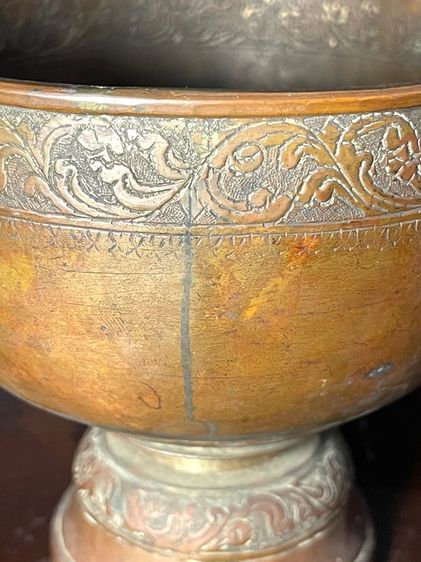 ขันสาคร หูสิงห์ ทองเหลือง โบราณ รูปที่ 5