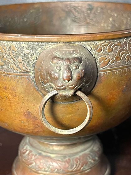 ขันสาคร หูสิงห์ ทองเหลือง โบราณ รูปที่ 4