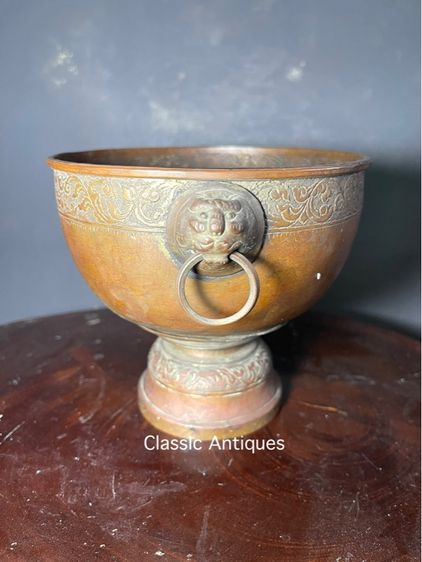 ขันสาคร หูสิงห์ ทองเหลือง โบราณ รูปที่ 9