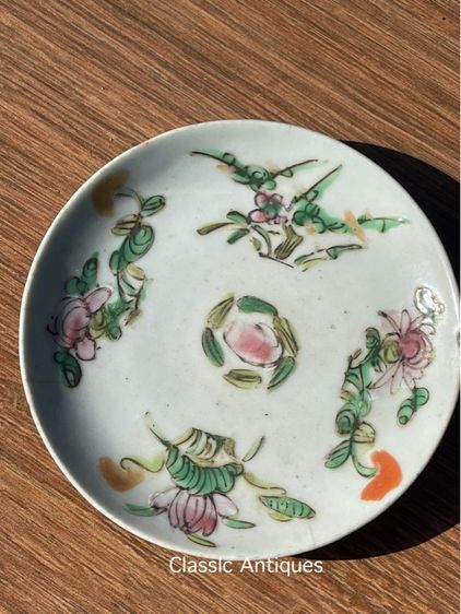 จานกังไส ลายดอกไม้สี่ฤดู โบราณ ใบเล็ก เก่าสะสม รูปที่ 3