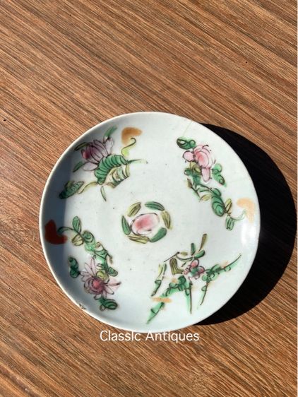 จานกังไส ลายดอกไม้สี่ฤดู โบราณ ใบเล็ก เก่าสะสม รูปที่ 2