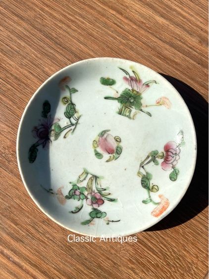 จานกังไส ลายดอกไม้สี่ฤดู โบราณ ใบใหญ่ เก่าสะสม