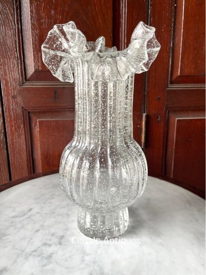 แจกันแก้ว ปากจีบสะบัดสะสมB1